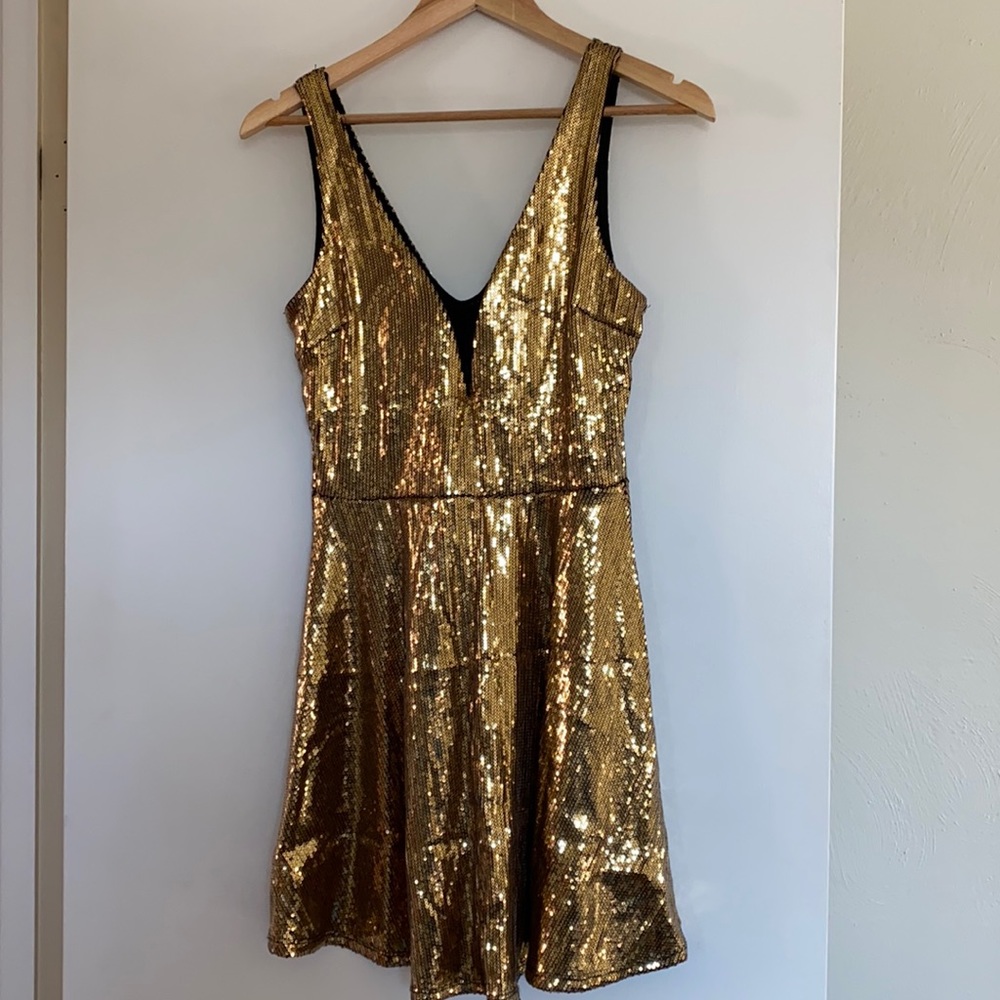 Gold sequin skater dress from Charlotte Russe (size medium)